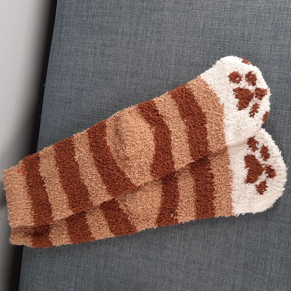 Cat Paw Foot Socks Sox Sock Fuzzy Soft Slipper Thick Warm Cozy Unisex Kids Child
